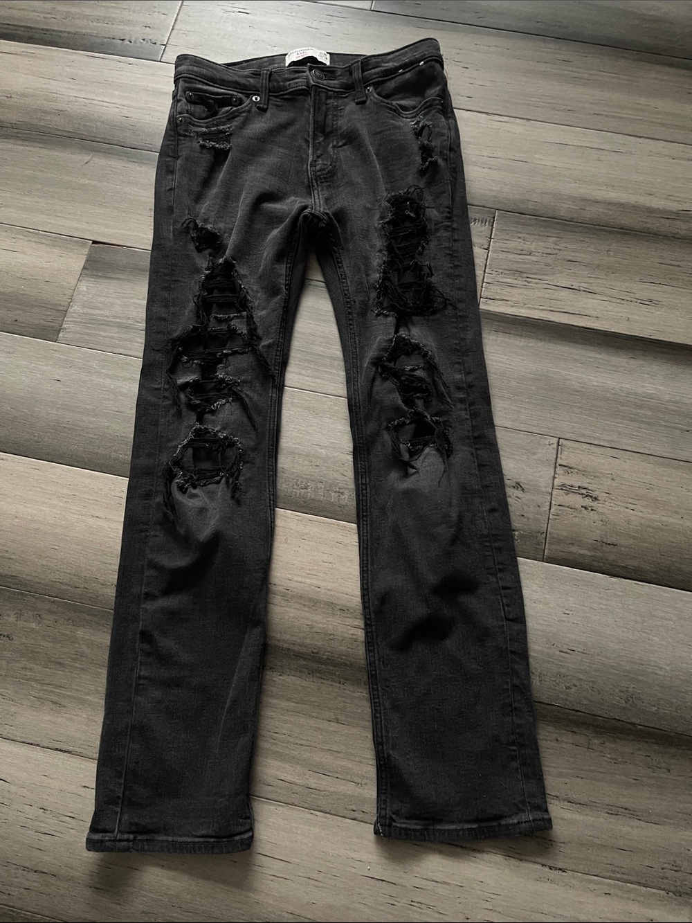 Abercrombie kids  Black Slim Straight Distressed JeansSize 13/14